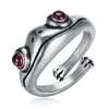 Roter Augen-Frosch-Ring, Igel-Katze, niedlicher Tier-Design-Schmuck für Frauen Whole268E