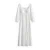 Women's Sleepwear Long Sleeve Cotton Sleep Dress Women Princess With Built-in Padding Nightgown Lace Home Clothing Autumn