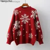Kobiety swetry czerwony sweter kobiety świąteczne luźne wiatr na zewnątrz zużycie 2021 Nowy rok zima nowe płatek śniegu okrągły sweter Sweter TRENDL231010