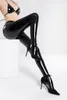 Women's Pants Faux Leather Leggings Gothic Sexy Zipper Open Crotch Pencil Female Glossy Pantyhose Capris Club Dance Wear