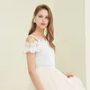 Women's T Shirts Summer Elegant Women Lace Jacquard Sexy Off Shoulder Tops Lady' White Shirt