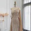 Fashion Evening Dress Asymmetric One Shoulder Beaded Organza Party Dubai Arab Robe AS316