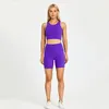 Ensembles actifs avec Logo femmes 2 pièces ensemble de sport exercice Biker court 5 "course Fitness dos taille gymnastique entraînement