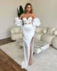 Elegant Sheath Prom Dresses Long Sweetheart Long Puffy Sleeves Draped Pleats Side Split Evening Party Birthday Pageant Gowns Formal Wear Special Occasion Dress