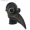 Tema Traje Eraspooky Medieval Steampunk Plague Doctor Come Robe Conjunto Completo Homens Gótico Pássaro Bico Látex Máscaras Chapéu Halloween Outfit Para Adulto Q240307