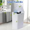 Waste Bins SDARISB Smart Sensor Trash Can Automatic Kicking White Garbage Bin for Kitchen Bathroom Waterproof 8.5-12L Electric Waste Bin 231009
