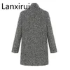 Women's Trench Coats Design Spring /Winter Women Coat Gray Wool Long Brand Woolen Overcoat Lady Outwear