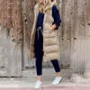 Women's Vests Long Winter Coat Vest With Hood Sleeveless Warm Down Pockets Quilted Coats Vestidos Para Mujer