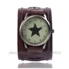 Montres-bracelets 100pcs / lot CCQ 920044 Rétro Square Cuir Montres Pentagram Unisexe Montre Femme Vintage Gros Femmes