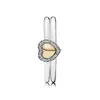 Rose Blushing Romance Puzzle Herz aus goldenem Puzzle Geschenkset Ringe mit Kristall 925 Sterling Silber Ring DIY Europa Jewelry300c