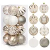 Decorazioni natalizie Ornamenti Palla di Natale 16 pezzi 8 cm Set di palline di Natale Ornamenti appesi Festa dipinta di champagne chiaro 231009