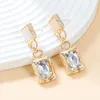 Fashionable Metal Square Resin Earrings for Women's Exaggerated and Elegant Dangle Earings Banquet Jewelry Accessories