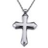 Garçons hommes chaîne poli grande croix pendentif collier en acier inoxydable corde chaîne or argent couleur ton croix collier 60 cm2307