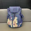 Bolsas de marca de luxo para casais mochila descoberta impressa azul carta mochila azul xadrez aquarela bolsa de viagem masculina mochilas escolares de luxo mulheres ao ar livre bolsas casuais totes