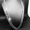 12mm Wide Curb Chain Necklace 18k White Gold Filled Vintage Classic Mens Jewelry Solid Accessories 24 Inches2783