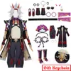Genshin Impact Arataki Itto-Peluca de disfraz, accesorios de cuerno, juego de 15 Uds., resistente al calor, pelucas Itto prediseñadas, cosplay