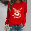 女性用セーターカジュアルスウェットシャツスキンフレンドリースウェットシャツジャンパー軽量濃厚なトレンディシカスタープリントクリスマスジャンパー231010