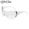 Sunglasses Fashion Big One Piece Y2K Women Brand Vintage Punk Rimless Sun Glasses Female Men Unique Star Shades