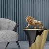 Decorative Objects Figurines Golden Lion King Resin Ornament Home Office Desktop Animal Statue Decoration Accessories Living Room 231009