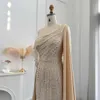 Fashion Evening Dress Asymmetric One Shoulder Beaded Organza Party Dubai Arab Robe AS316