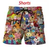 Mens Designer Summer Shorts Pants Fashion Cartoons Collage 80S 3D Printed Drawstring Shorts Relaxed Unisex Homme Luxury Sweatpants244R