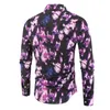 Koszule męskie harajuku dla mężczyzn Purple 3D Digitail Drukowanie długiego rękawu Jesienna jakość poliestrowej streetwear Slim Camisa Masculina