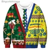 Kadın Sweaters Noel 3d Baskı Kardan Adam Geyik Hediyesi Noel Baba Çirkin Noel Süvari Unisex Erkekler Kadın Noel Jumper Pullovers Blusasl231010