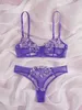 Outras calcinhas Transperant Lingerie Set Mulheres Malha Net Sexi Lenceria Sensual Mujer Bra Define Bordado Floral Underwired Bielizna Erotyczna 231010