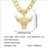 Collane con ciondolo 6 pz Gioielli Hip Hop Collana Testa di Toro Miami Catena Cubana Iced Out Bling Hiphop Uomini Gioielli Senza Collo Maschio2484