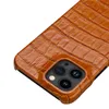 Luxury Genuine Leather Vogue Phone Case for iPhone 15 Plus 14 13 12 11 Pro Max XR XS Sturdy Business Full Protective Crocodile Grain Cowhide Back Cover Shockproof