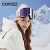 Óculos de esqui COPOZZ Óculos de esqui magnéticos Proteção UV400 Óculos de esqui antiembaçantes Homens Mulheres Lente de troca rápida Óculos de snowboard com duas opções 231010