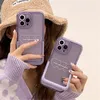 Cell Phone Cases INS Oil Painting Flowers Invisible Bracket Case For iPhone 15 14 13 11 12 Pro Max Plus Purple Love Heart Shockproof Cover 231010