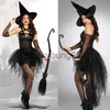 Thema Kostüm Karneval Halloween Sexy Hexe für Frau Kostüm Gothic Krepp Tutu Zauberin Playsuit Cosplay Fancy Party Kleid x1010