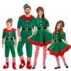 Rompers Boys Christmas Elf Costume Girls Xmas Santa Claus Green Dress for Kids Choils Family Family Outfits Cosplay Setts Sets 231010