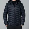 Chaquetas para hombre Chaqueta de otoño con capucha Zipup Parka acolchada Hombres Negro Ligero Cortavientos Masculino Mullido Cálido Primavera Vintage Abajo Cremallera 231009