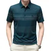 Herrpolos sommar t-shirt kort ärmmode mode lapel polo skjorta is silk lös casual tryck topp