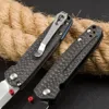 1pcs BM485 EDC 포켓 접이식 나이프 D2 드롭 포인트 블랙 코팅/새틴 블레이드 탄소 섬유 손잡이 선물 나이프 소매 상자