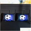 Ensembles de literie 3D Football Impression Literie Ensemble Baseball Football Basketball Modèle Couette Er Maison Chambre Décor Linge De Lit Literie Hom Dhdbn