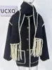 Womens Wool Blends UCXQ Large Stocks Same Day Shipment Cloak Woolen Overcoat Knitted Tassels Shawl Mixed Color Single Breasted Long Coat Fall 231010