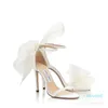 Designer Summer Sandal Dress Shoes Womens Bow Trimmed Stiletto Heels Party Wedding Bridal