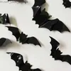 Andere evenementenfeestjes 16 stks Halloween 3d Black Bat Wall Stickers Verwijderbare Halloween Diy Wall Decal Halloween Party Decoratie Horror Bats Stickers Q231010