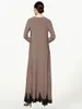 Roupas étnicas Moda Muçulmana Robe Simples para Mulheres Ramadan Oração Vestido Eid Mubarak Djellaba Femme Dubai Turquia Islam Caftans Vestidos Cinto