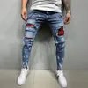 Mens Jeans Ripped Men Stretch Skinny Grey Blue Black Hip Hop Denim Trousers Streetwear Casual Slim Fit for Jogging jean 231010