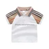 Baby Boys Girls Plaid T-Shirts Summer Kids Short Sleeve Tshirt Turn-Down Collar Children Cotton Shirt Child Tops Tees 2-7 Years Drop Deliver