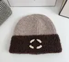 Koreansk stil förtjockad vinterbrev stickad hatt varm ull hatt kvinnors all-match stängd tå beanie hattar