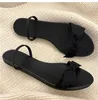 Pantofole Fiocco Nero Per Le Donne 2023 Estate Peep Toe Beach Sandali Femminili Mujer Casual Infradito Piatto Scarpe da Donna All'aperto