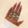 PCS Zestaw Punk Chunky Link Star Flower Rings Ustaw geometryczną osobowość dla kobiet mężczyzn Akcesoria Jewlery Cluster302R