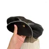 Berets Hohe Qualität PU Leder Cloud Hut Frauen Britischen Retro Achteckige Hüte Herbst Und Winter Temperament Sboy Maler Kappe