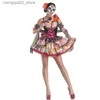 Theme Costume Halloween Sexy Sugar Skull Skeleton Flower Fairy Ghost Bride Cosplay Dress day of The Dead Masquerade Horror Vampire Fancy Purim Q240307