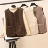 Damesvesten Dames lamswollen vest voor dames Fleece knoopsluiting Casual vest Rits herfst winterjas Casaco